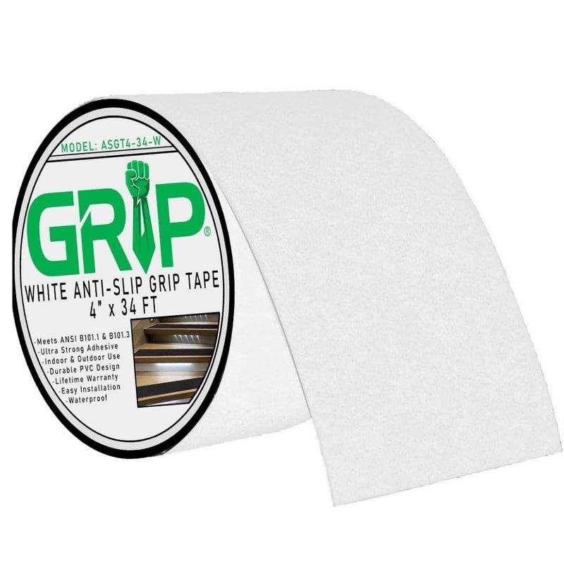 Grip Anti Slip Tape - 80 Grit High Traction Non-Slip Tape for Stairs, Ramps, Floors, Indoor/Outdoor Use, Easy Cut & Apply, Durable for Heavy Traffic Areas (4" x 34') - Image 1